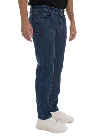 Jeans 5 tasche Denim medio Quality First Uomo