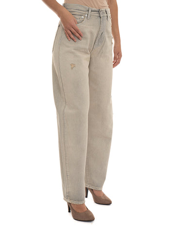 Jeans 5 tasche con rotture  baloon Denim nero Roy Rogers Donna