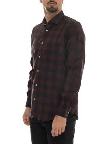 Camicia classica da uomo Bordeau-nero Vincenzo De Lauziers Uomo