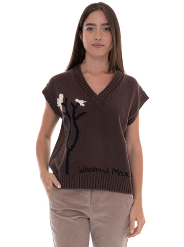 Gilet in maglia Marrone Weekend Max Mara Donna