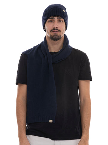 Woolrich Men's Blue Scarf and Hat Set