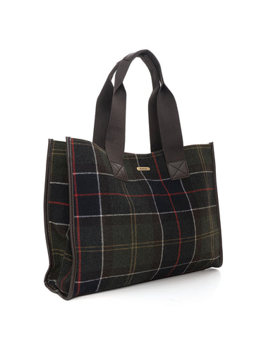 Borsa in tessuto modello shopper Verde Barbour Donna