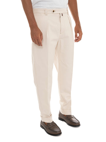 Pantalone modello chino CHIAIA Denim bianco Berwich Uomo