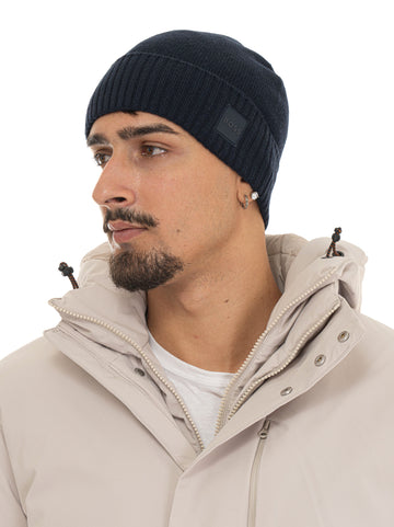 Cappello in maglia AKAIO-R-HAT Blu BOSS Uomo