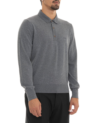 Polo manica lunga H-LANCIONE Grigio medio BOSS Uomo
