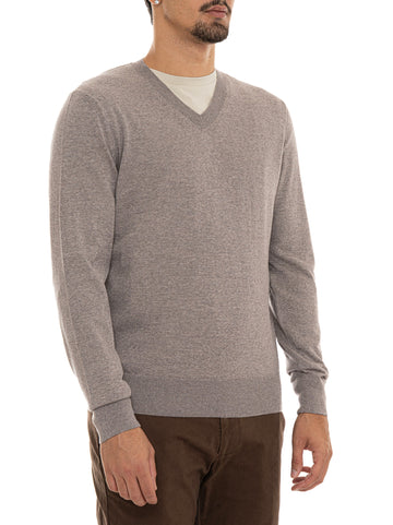 Pullover collo a V H-MELBA Fango BOSS Uomo