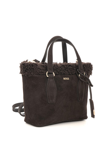 Borsa piccola con tracolla Sandy-mini-tote Marrone BOSS Donna