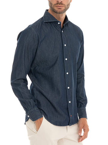 Camicia da uomo in jeans Denim scuro Carrel Uomo