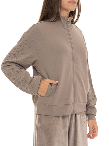 Felpa zip Taupe EA7 Donna