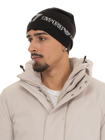 Cappello in maglia Nero-bianco EA7 Uomo