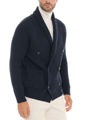 Cardigan con collo sciallato Blu Gran Sasso Uomo
