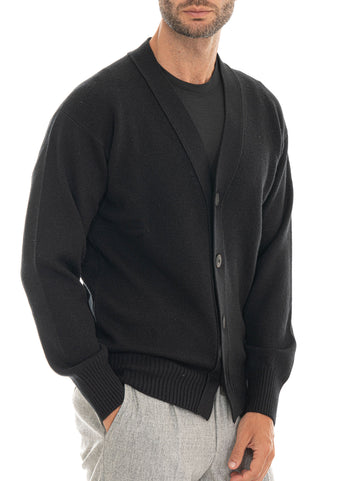Cardigan bottoni Nero Gran Sasso Uomo