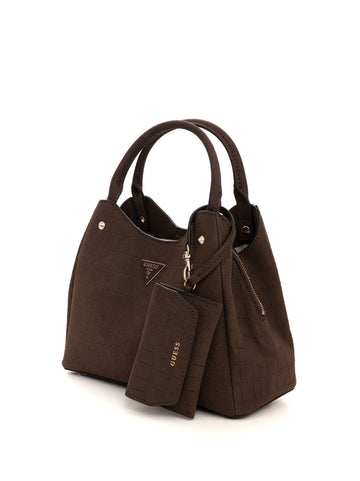 Borsa media Lorella small girlfried tote Marrone Guess Donna