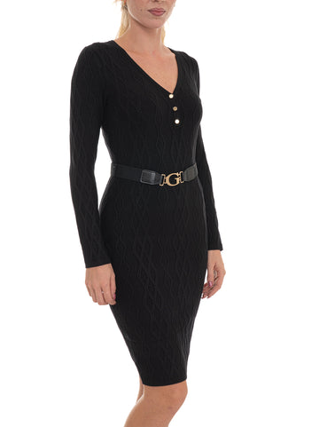 Abito in maglia  ls yuki cable Nero Guess Donna