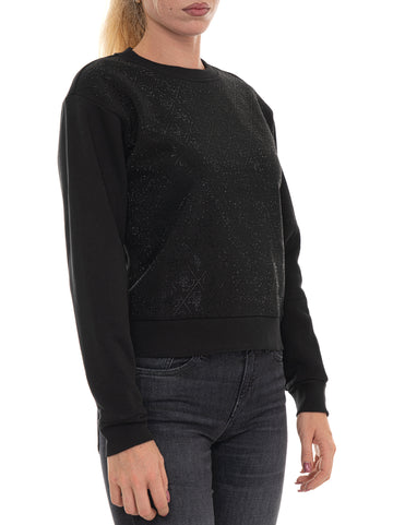 Felpa girocollo Crystals Nero Guess Donna