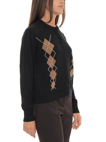 Cardigan corto Nero-beige Liu Jo Donna