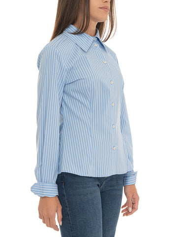 Camicia da donna in cotone Pbbmargaret Celeste-bianco Pennyblack Donna