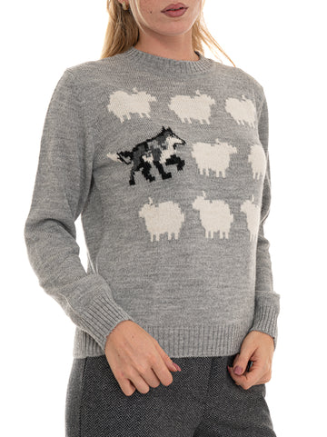 Maglia girocollo Wkdnitra Grigio Weekend Max Mara Donna