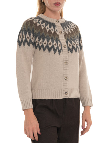 Cardigan in maglia Wkdtarga Beige-verde Weekend Max Mara Donna