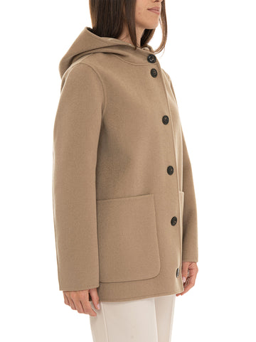 Cappotto corto a cappa Double wool over shirt Beige Woolrich Donna