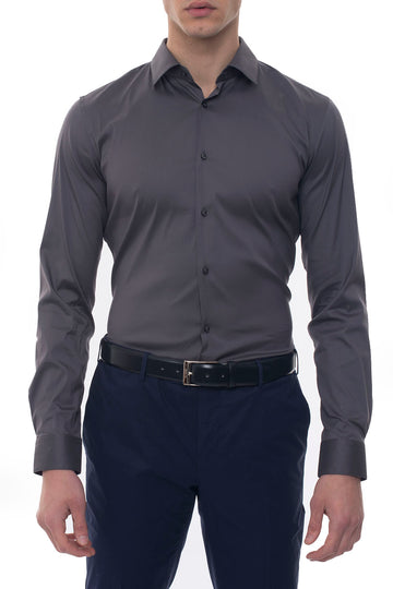 Camicia classica da uomo Herwing Grigio scuro BOSS Uomo