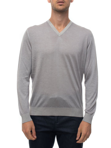 Pullover collo a V Beige Kiton Uomo
