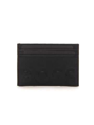 Leather card holder Black by BOSS Menswear