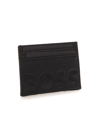 Leather card holder Black by BOSS Menswear