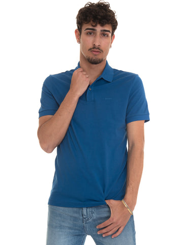 Light blue short-sleeved polo shirt by BOSS Man