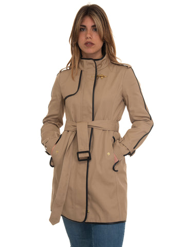 Duster coat with waist belt Beige Fay Woman