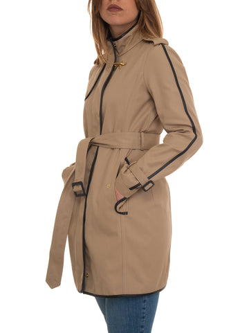 Duster coat with waist belt Beige Fay Woman