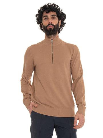 Pullover mezza zip Beige BOSS Uomo