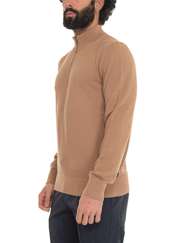 Pullover mezza zip Beige BOSS Uomo