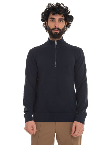 Pullover mezza zip Blu BOSS Uomo