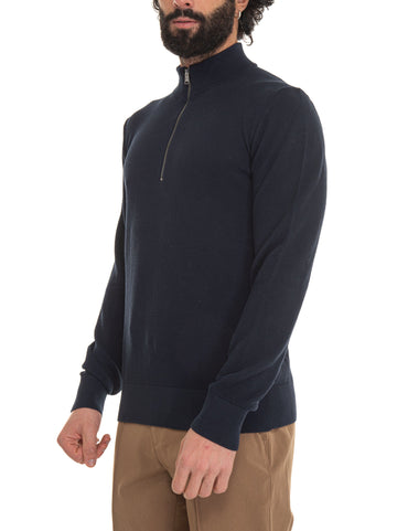 Pullover mezza zip Blu BOSS Uomo