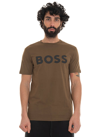 T-shirt girocollo Verde BOSS Uomo