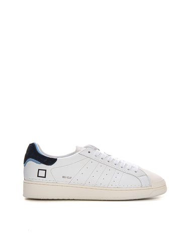 Leather sneakers with laces Base calf White-blue DATE Men