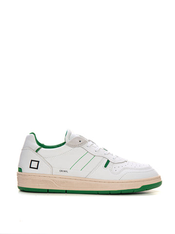 Sneakers in pelle con lacci Court 2.0 Bianco-verde D.A.T.E. Uomo