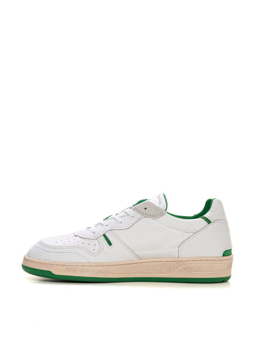 Sneakers in pelle con lacci Court 2.0 Bianco-verde D.A.T.E. Uomo