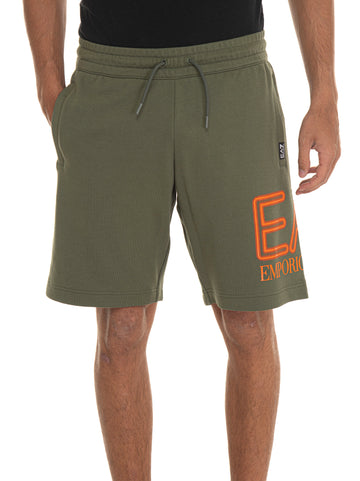 Shorts in felpa Verde militare EA7 Uomo