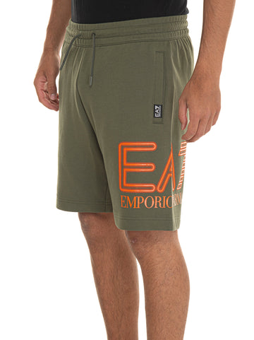 Shorts in felpa Verde militare EA7 Uomo