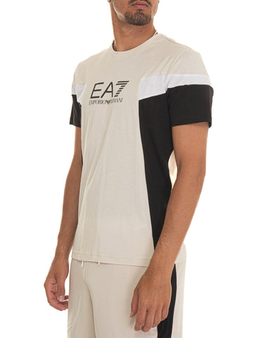 T-shirt girocollo mezza manica Bianco-nero EA7 Uomo
