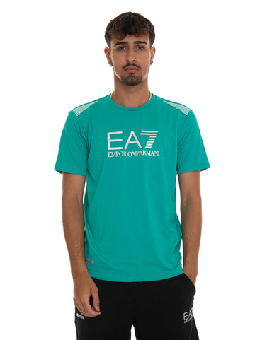 T-shirt girocollo mezza manica Verde acqua EA7 Uomo