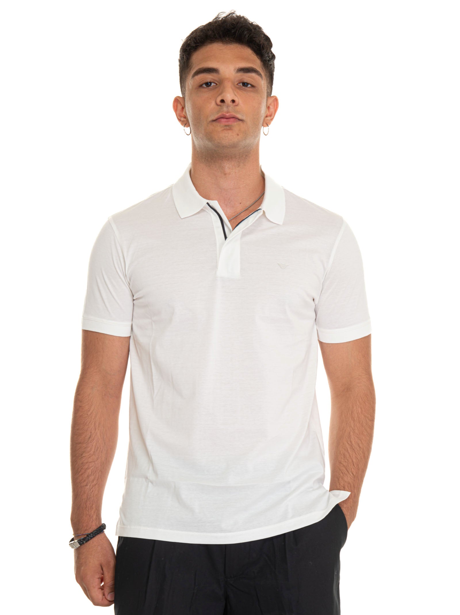 Polo in jersey Bianco Emporio Armani Uomo Scaglione Ischia