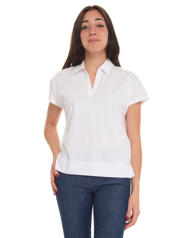 Cot White Fay Women's Buttonless Polo Shirt