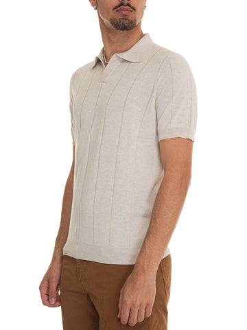 Gran Sasso Men's Natural Knitted Polo Shirt