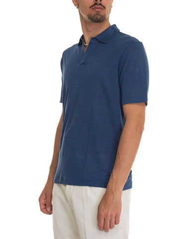 Gran Sasso Men's medium blue knitted polo shirt