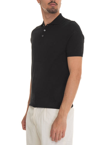 Knitted polo shirt POLO-CREPE Black Hindustrie Man
