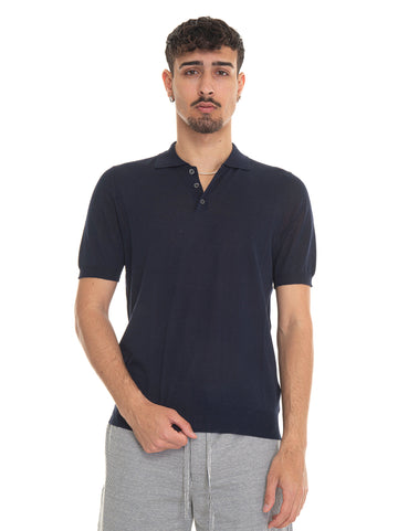 POLO-CREPE knitted polo shirt Blue Hindustrie Man