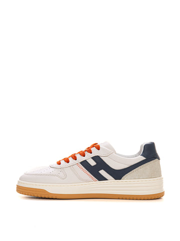 Leather sneakers with laces H630 White-blue Hogan Uomo